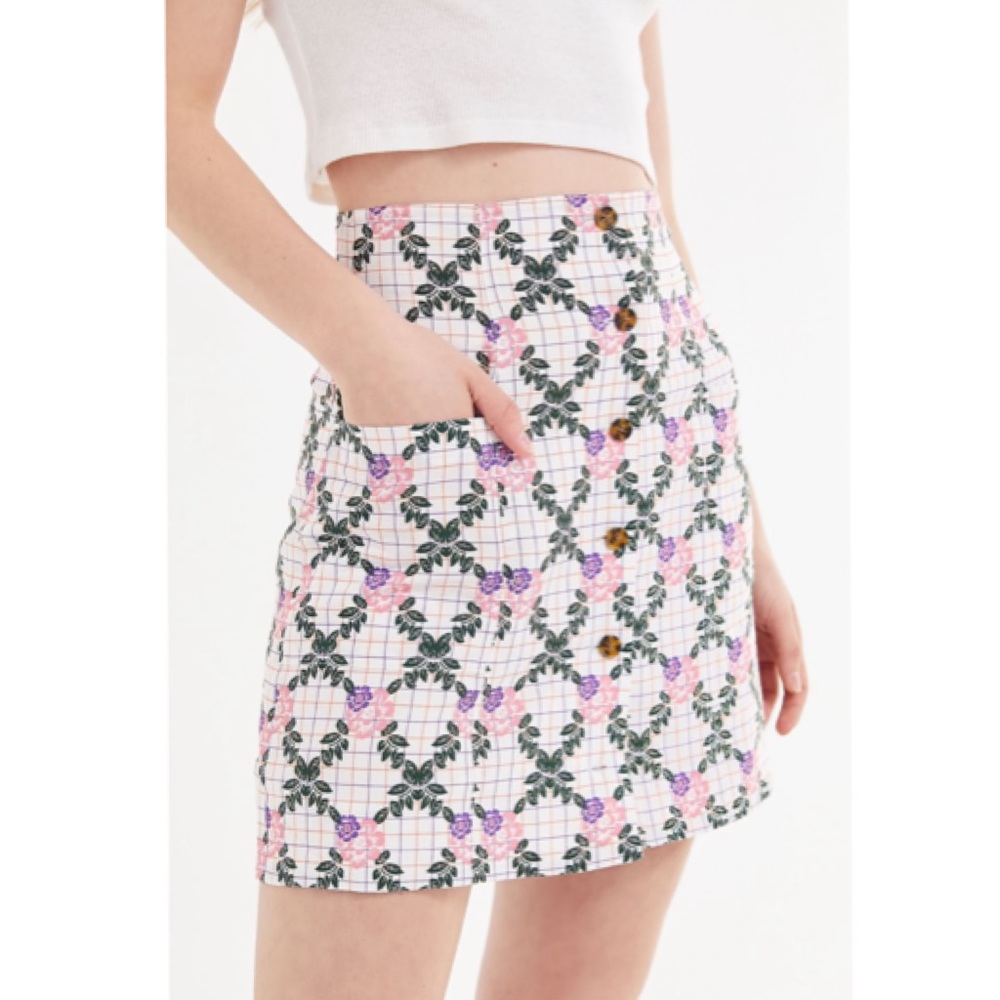 The East Order Tarshie Floral Button Mini Skirt